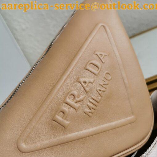 Replica Prada Triangle Shoulder Bag In Beige Calfskin 19