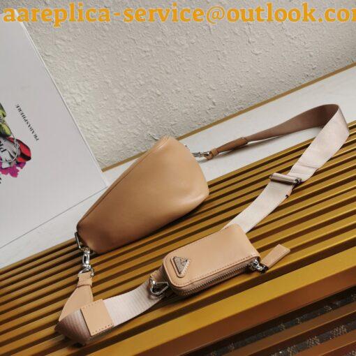 Replica Prada Triangle Shoulder Bag In Beige Calfskin 21