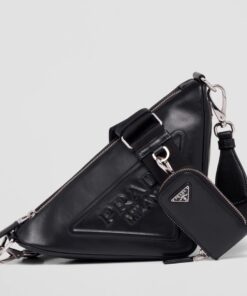 Replica Prada Triangle Shoulder Bag In Black Saffiano Leather