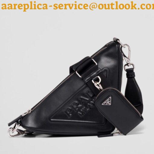 Replica Prada Triangle Shoulder Bag In Black Saffiano Leather