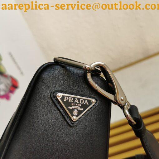 Replica Prada Triangle Shoulder Bag In Black Calfskin 6