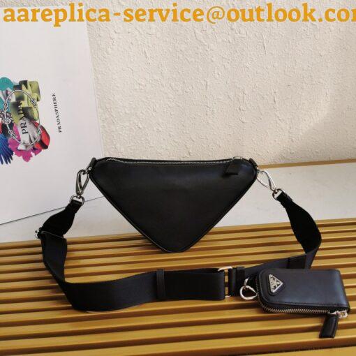 Replica Prada Triangle Shoulder Bag In Black Saffiano Leather 11