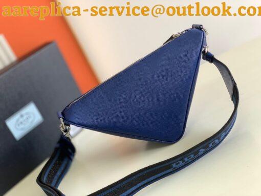 Replica Prada Triangle Shoulder Bag In Blue Saffiano Leather