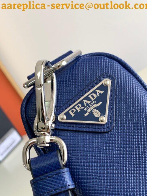 Replica Prada Triangle Shoulder Bag In Blue Saffiano Leather 3