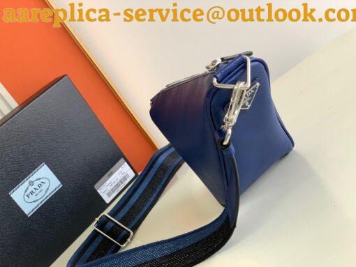 Replica Prada Triangle Shoulder Bag In Blue Saffiano Leather 4