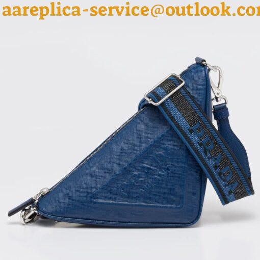 Replica Prada Triangle Shoulder Bag In Blue Saffiano Leather 5