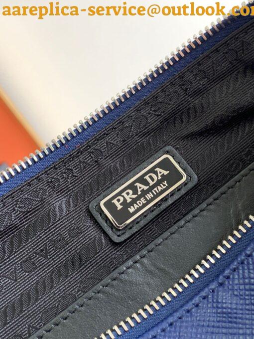 Replica Prada Triangle Shoulder Bag In Blue Saffiano Leather 8