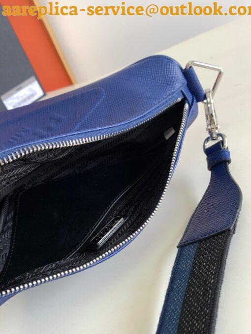 Replica Prada Triangle Shoulder Bag In Blue Saffiano Leather 9