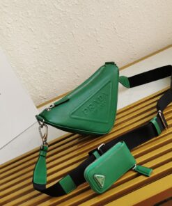 Replica Prada Triangle Shoulder Bag In Green Saffiano Leather