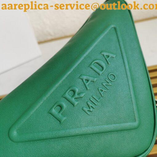 Replica Prada Triangle Shoulder Bag In Green Calfskin 3