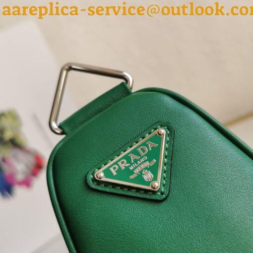 Replica Prada Triangle Shoulder Bag In Green Calfskin 9