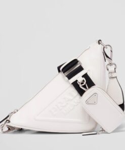 Replica Prada Triangle Shoulder Bag In White Saffiano Leather