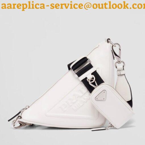 Replica Prada Triangle Shoulder Bag In White Saffiano Leather