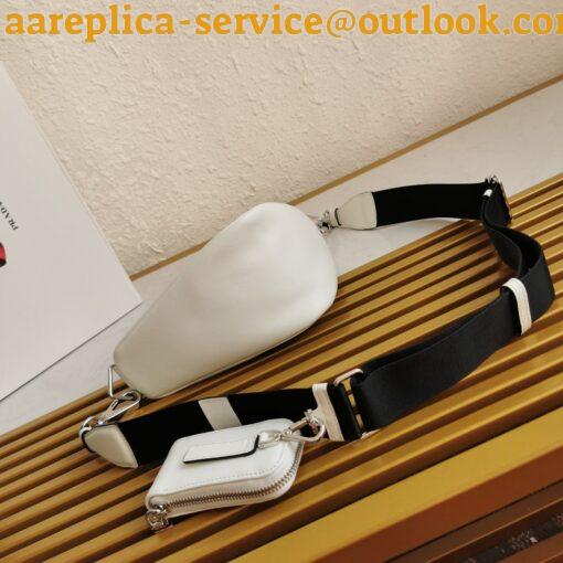 Replica Prada Triangle Shoulder Bag In White Saffiano Leather 3