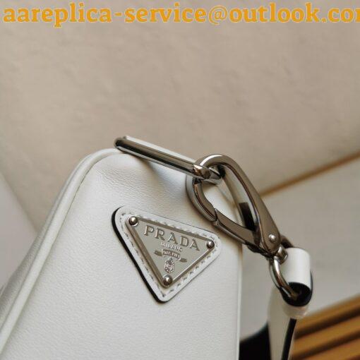 Replica Prada Triangle Shoulder Bag In White Saffiano Leather 4