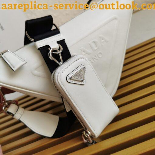 Replica Prada Triangle Shoulder Bag In White Saffiano Leather 6