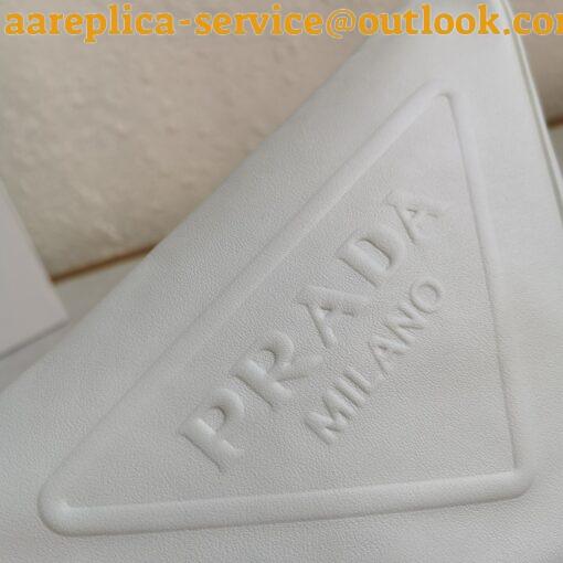 Replica Prada Triangle Shoulder Bag In White Saffiano Leather 9