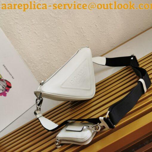 Replica Prada Triangle Shoulder Bag In White Saffiano Leather 10