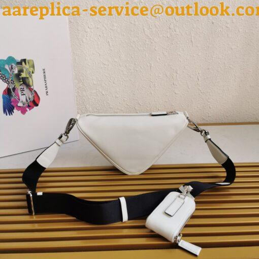 Replica Prada Triangle Shoulder Bag In White Saffiano Leather 11