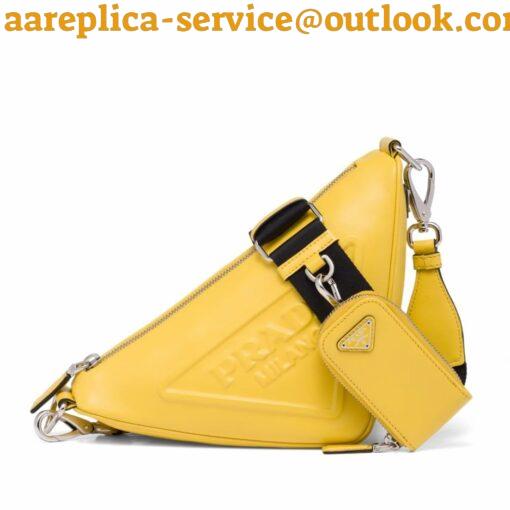 Replica Prada Triangle Shoulder Bag In Yellow Calfskin