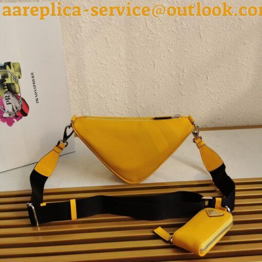 Replica Prada Triangle Shoulder Bag In Yellow Calfskin 9