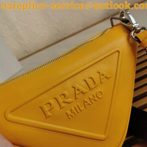 Replica Prada Triangle Shoulder Bag In Yellow Calfskin 8