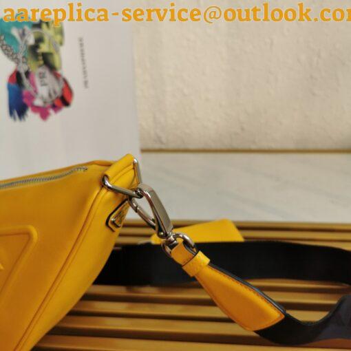 Replica Prada Triangle Shoulder Bag In Yellow Calfskin 7