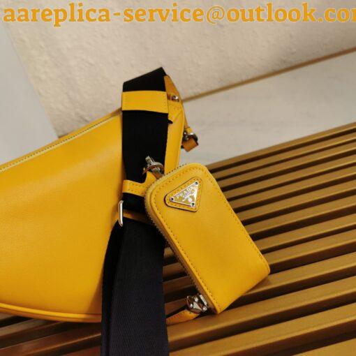 Replica Prada Triangle Shoulder Bag In Yellow Calfskin 4