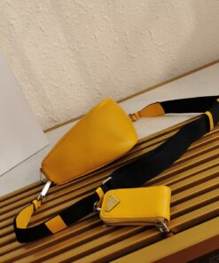 Replica Prada Triangle Shoulder Bag In Yellow Calfskin 2