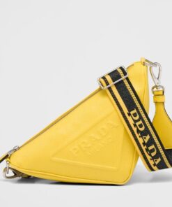 Replica Prada Triangle Shoulder Bag In Yellow Saffiano Leather