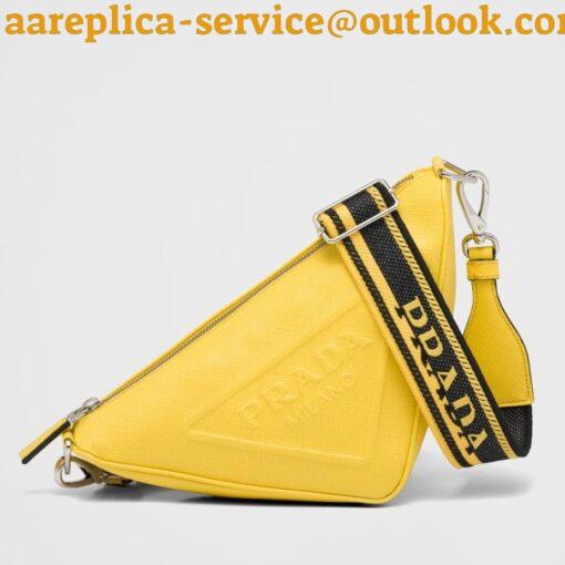 Replica Prada Triangle Shoulder Bag In Yellow Saffiano Leather