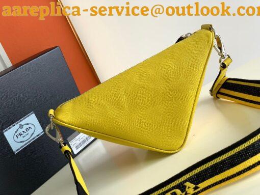 Replica Prada Triangle Shoulder Bag In Yellow Saffiano Leather 3