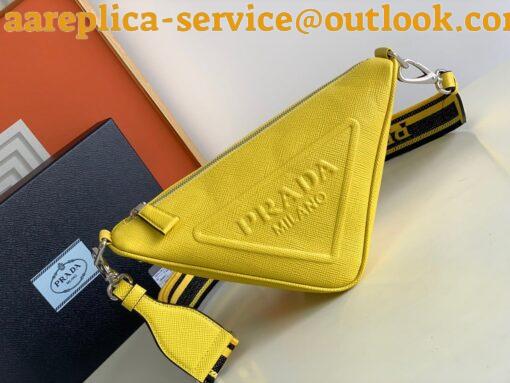 Replica Prada Triangle Shoulder Bag In Yellow Saffiano Leather 4