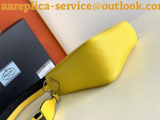 Replica Prada Triangle Shoulder Bag In Yellow Saffiano Leather 5