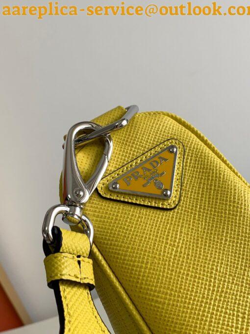 Replica Prada Triangle Shoulder Bag In Yellow Saffiano Leather 6