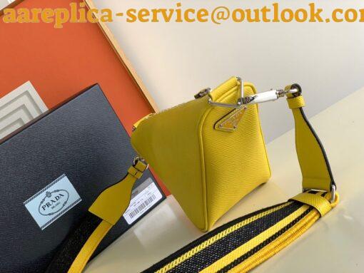 Replica Prada Triangle Shoulder Bag In Yellow Saffiano Leather 7