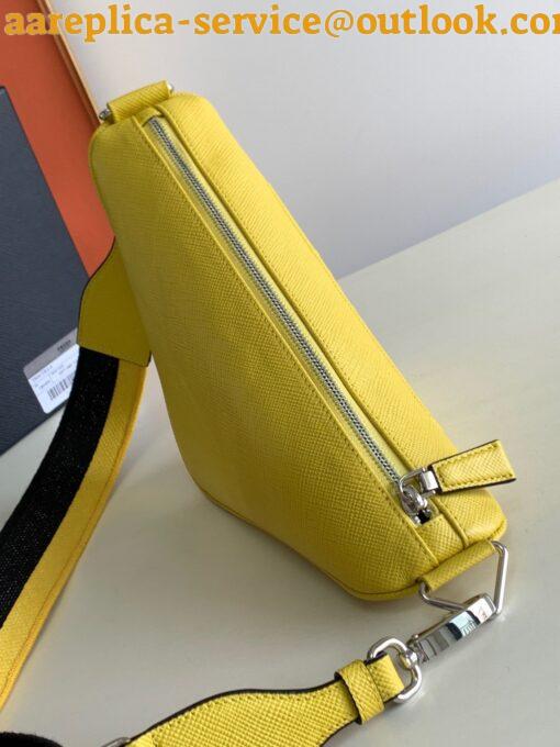 Replica Prada Triangle Shoulder Bag In Yellow Saffiano Leather 8