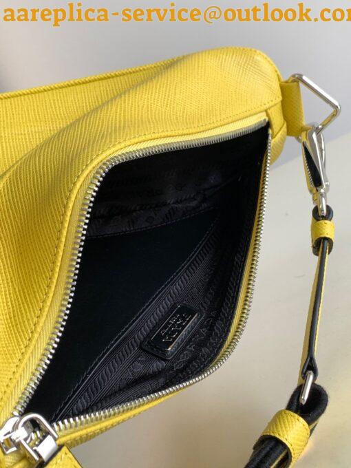 Replica Prada Triangle Shoulder Bag In Yellow Saffiano Leather 9