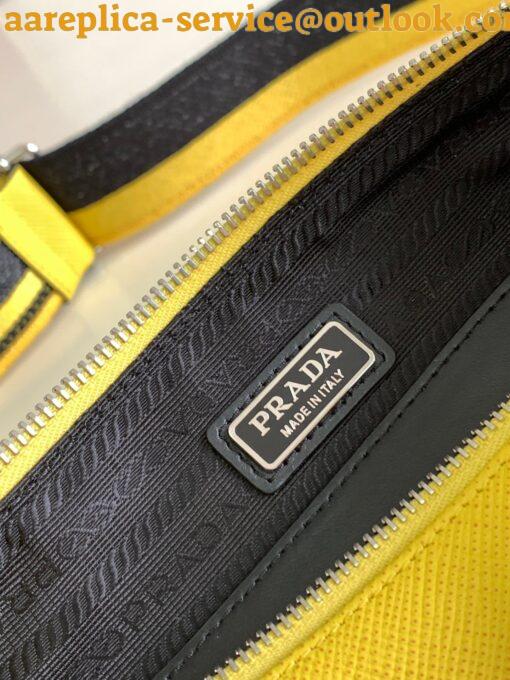 Replica Prada Triangle Shoulder Bag In Yellow Saffiano Leather 10