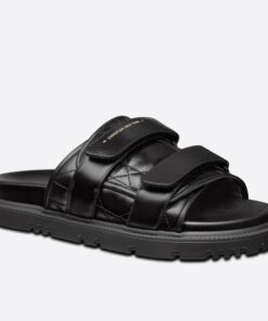 Replica DIor Dio(r)evolution Slides Sandals In Black Cannage Calfskin