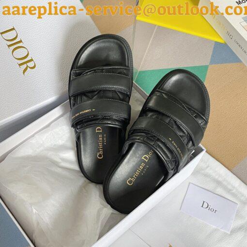 Replica DIor Dio(r)evolution Slides Sandals In Black Cannage Calfskin 4