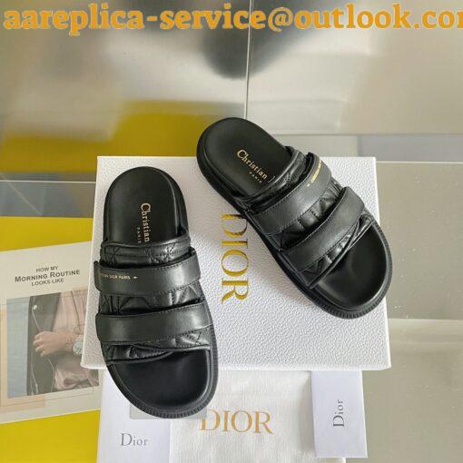 Replica DIor Dio(r)evolution Slides Sandals In Black Cannage Calfskin 5