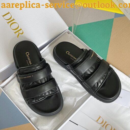 Replica DIor Dio(r)evolution Slides Sandals In Black Cannage Calfskin 6