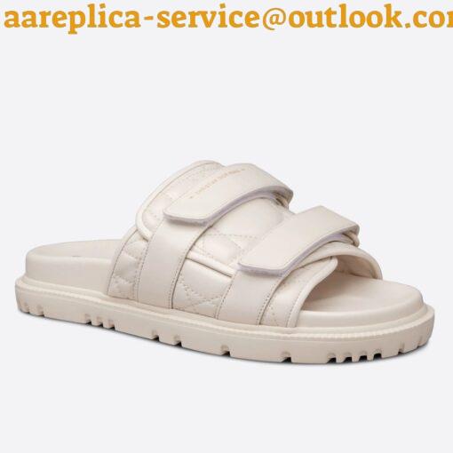 Replica DIor Dio(r)evolution Slides Sandals In White Cannage Calfskin