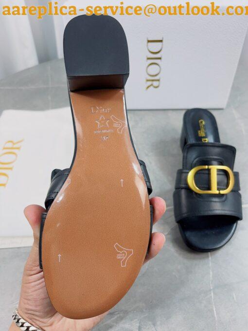 Replica Dior 30 Montaigne Heeled Slides In Black Calfskin 37