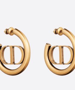 Replica Dior 30 Montaigne Hoop Earrings In Antique Gold-Finish Metal