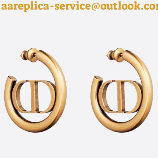 Replica Dior 30 Montaigne Hoop Earrings In Antique Gold-Finish Metal