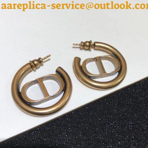 Replica Dior 30 Montaigne Hoop Earrings In Antique Gold-Finish Metal 3