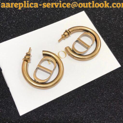 Replica Dior 30 Montaigne Hoop Earrings In Antique Gold-Finish Metal 4