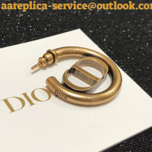 Replica Dior 30 Montaigne Hoop Earrings In Antique Gold-Finish Metal 5